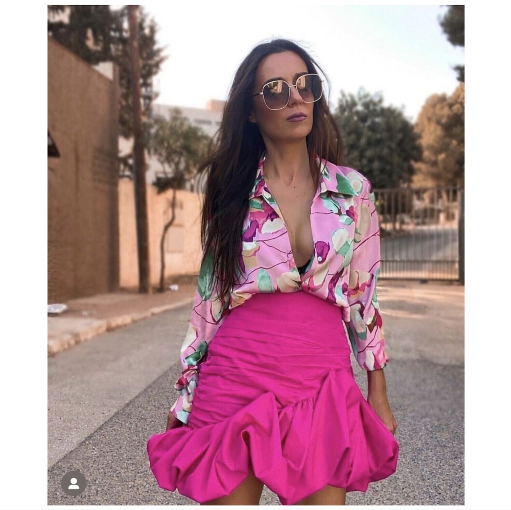 NWT Zara Size XS Fuchsia Limited Edition Ruffled Skirt Blogger Fav